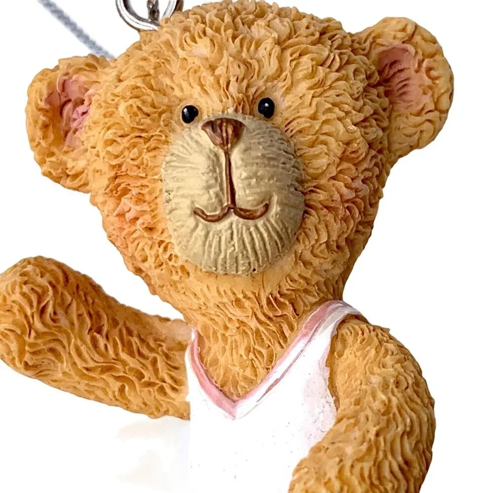 Russ Berrie Teddy Bear Skating Handpainted Skates Christmas Ornament #94285